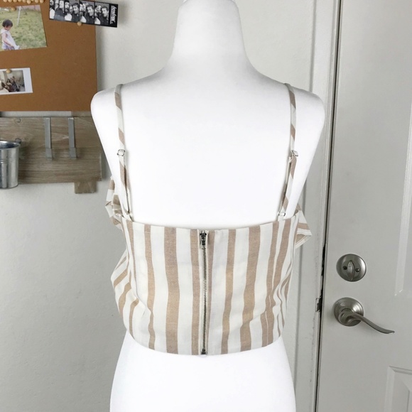 Chriselle x J.O.A. Sand Tie Front Crop Top Size L - Picture 3 of 8